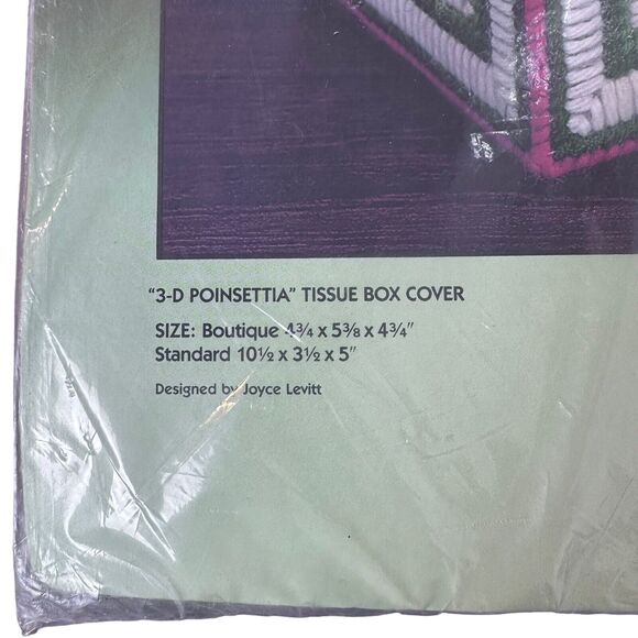 Bucilla 3D Poinsettia Tissue Box Cover Plastic Canvas Kit Vintage 90s 61042 New - Picture 4 of 6